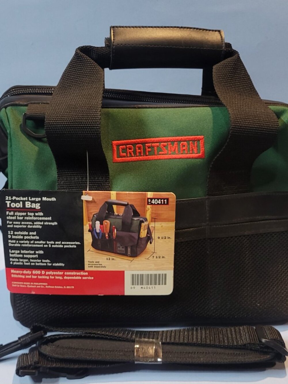 Craftsman 21-Pocket Large Mouth Tool Bag 40411 Green